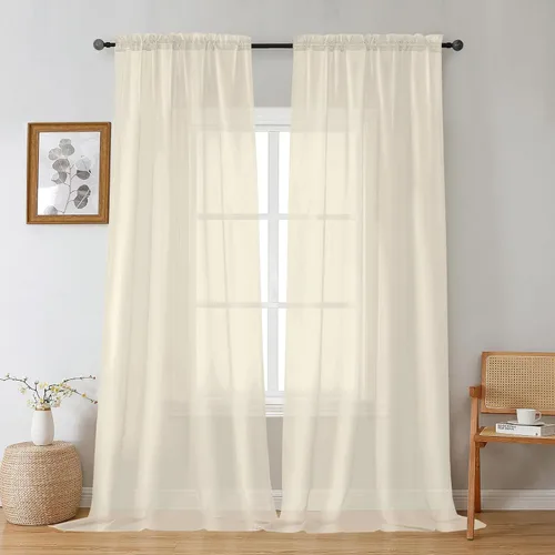 Vista 172 de Gwine Cortinas transparentes negras de 108 pulgadas de largo Negro