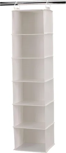 Vista 12 de Household Essentials Organizador de armario colgante de 6 estantes, estante colgante de armario, estantería de tela de lino y PEVA, beige
