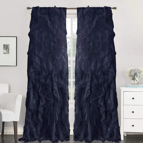 Vista 10 de Sweet Home Collection Paquete de 2 Paneles de Ventana Cortinas de Gasa Transparente con Volantes Verticales en Cascada Gris