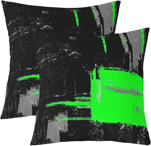 Vista 13 de Juego de 2 fundas de almohada abstractas de 16 x 16 pulgadas para niños, niñas, adolescentes, decoración de dormitorio, moderna a rayas, decoración