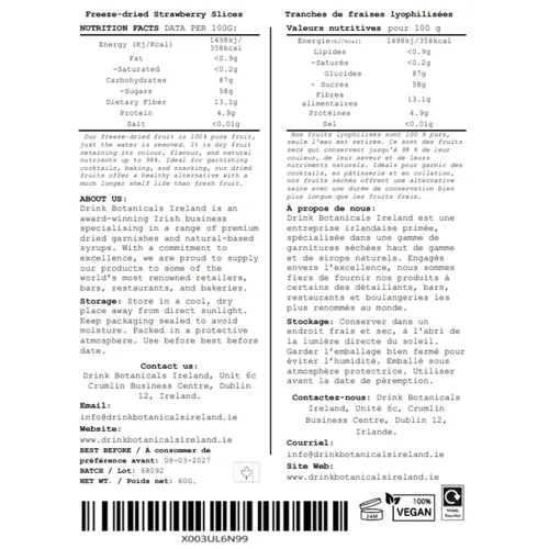 Vista 3 de Fresas liofilizadas Rebanadas de fresa secas, más de 200 rebanadas 100% natural Sin gluten Para adornar cócteles, decoración de pasteles