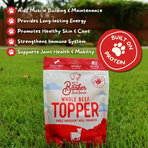 Vista 6 de Beg & Barker Toppers de comida para perros de carne de res (8 onzas, paquete de 1) – 100% hecho en Estados Unidos para comida de un solo ingrediente