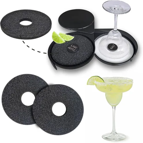 Vista 7 de Esatto 10 esponjas para rimmer de sal de vidrio para bandeja de margarita y cóctel: aplica sal, azúcar y jugo de lima para mejores bebidas