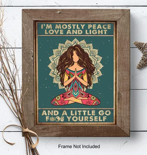 Vista 8 de Divertido arte de pared bohemio de 11 x 14 pulgadas, decoración de meditación zen, regalos de yoga de la nueva era para mujeres, impresión artística