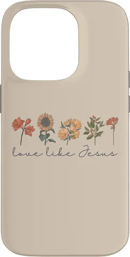 Vista 17 de Love Like Jesus - Carcasa para iPhone 17, diseño de flores y texto bíblico, religioso