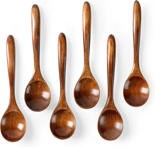 Vista 16 de 2 PCS Cucharas de Madera para Miel, Cucharas de Madera Pequeñas de 6.7 Pulgadas - Excelentes para Té, Café y Sopa, Pequeño Juego de Cucharas de Mesa