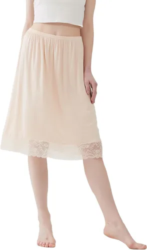 Vista 4 de Paquete de 3 medias faldas de encaje para debajo de los vestidos, falda para mujer, antiestática, medio deslizante