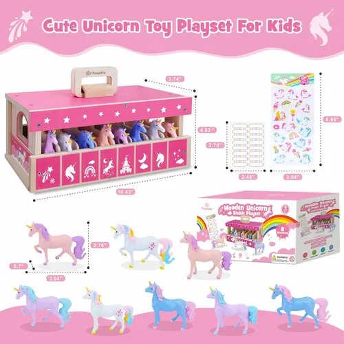 Vista 5 de Juego estable de madera del unicornio, establo del caballo