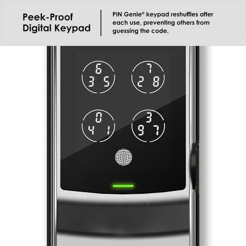 Vista 3 de Lockly Secure Plus - Cerradura de puerta inteligente, entrada sin llave con huella digital y tarjeta RFID, teclado PIN Genie, control