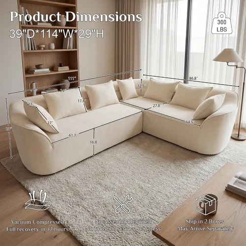 Vista 7 de OUYESSIR Sofá modular de gran tamaño de 111 pulgadas para sala de estar, sofá moderno de felpilla de lujo de 4 plazas, asiento extra profundo, sofá