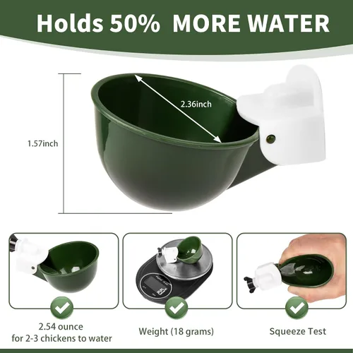Vista 6 de Paquete de 12 tazas de agua para pollo, cuenco alimentador automático de llenado, sistema de riego por gravedad para aves de corral, dispensador