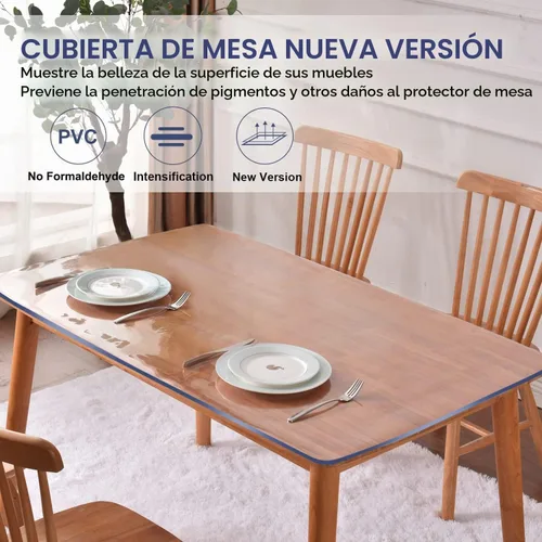 Vista 5 de Mantel de PVC transparente de 8 x 36 pulgadas, protector de mesa de comedor, mantel de plástico transparente, mantel de escritorio de oficina