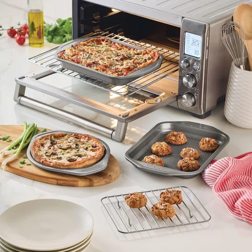 Vista 5 de Circulon Total Bakeware - Juego de horno tostador antiadherente y sartén personal para pizza, 4 piezas