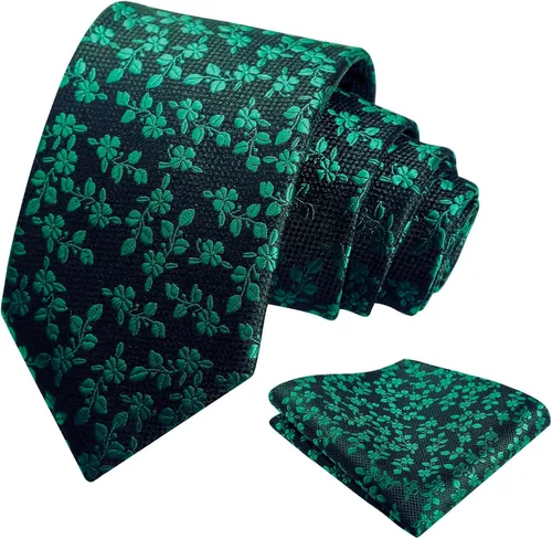 Vista 124 de Alizeal Mens 3.15inches Leaf Flower Pattern Tie with Floral Pocket Square Set