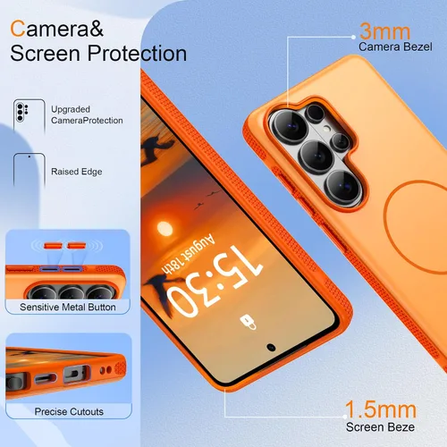 Vista 445 de Jshru Funda para Samsung Galaxy S26 Plus/Galaxy S25 Plus: para Galaxy S24 Plus [compatible con Magsafe] [2 protectores de pantalla HD] cubierta