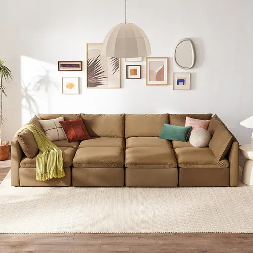 Vista 40 de mopio Sofá Seccional Modular de Gran Tamaño con Fundas Completamente Extraíbles y Almacenamiento, Convertible en Forma de U, en Forma de L