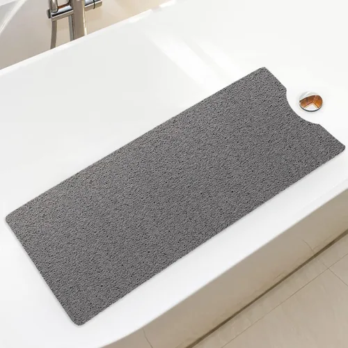Vista 8 de Tapete de bañera antideslizante de PVC suave con drenaje para bañera de 40 x 16 pulgadas (beige amarillo)