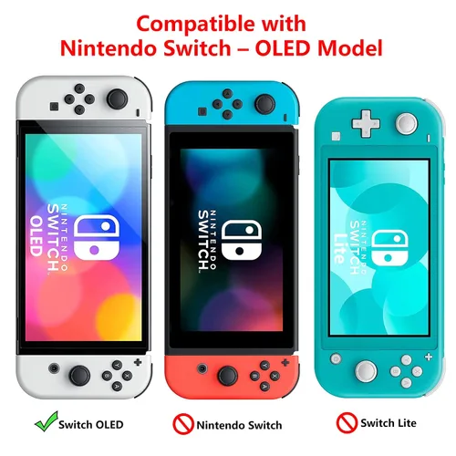 Vista 2 de Teyomi Dockable Case Compatible with Nintendo Switch OLED Model 2021, Soft TPU Joy-Con Cover and Hard PC Protective Case Cover with 6pcs Silicone
