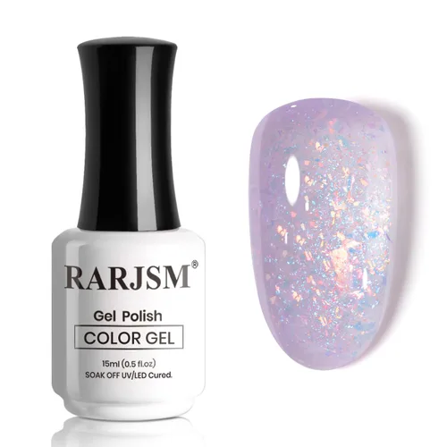 Vista 58 de RARJSM Esmalte de uñas en gel color albaricoque, dorado con brillantina, neutro, transparente, color nude, esmalte de gel para remojar para remojar