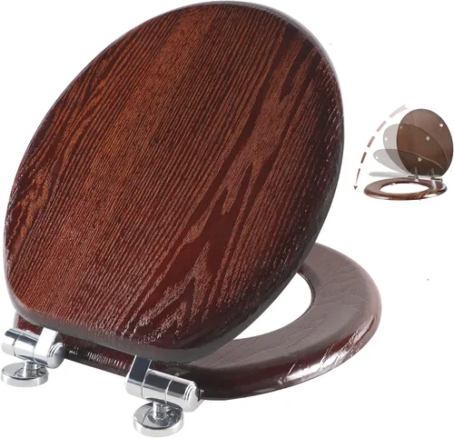 Vista 13 de Angel Shield Asiento de inodoro blanco de madera alargado con cierre silencioso 18.5" Bisagras de metal de liberación rápida, ajuste ajustable