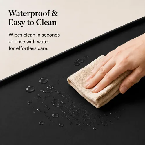 Vista 4 de Fundas para lavadora y secadora para la parte superior, 27 x 27 pulgadas, alfombrilla protectora de silicona para lavadora y secadora Negro