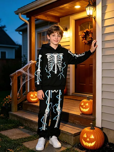 Vista 5 de Conjunto de pantalones con capucha y capucha para niños y niñas de 5 a 12 años Halloween 5