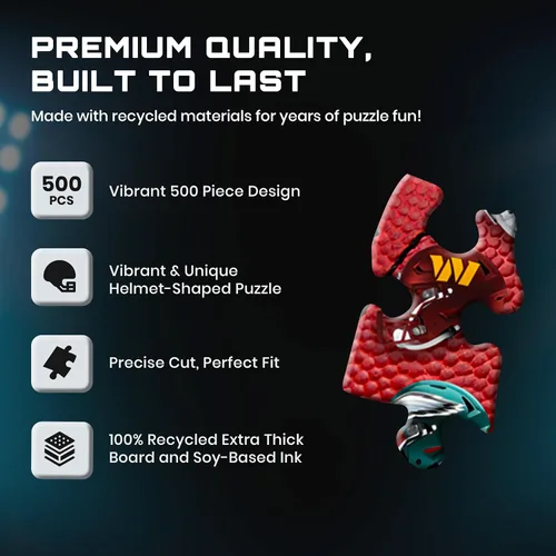 Vista 6 de MasterPieces Rompecabezas con Forma de Casco de Arte Drip de la NFL de 500 Piezas - Perfecto para Fanáticos de la NFL - 25"x22