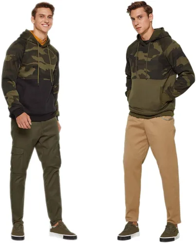 Vista 4 de LBL - Sudadera con capucha para hombre, de mezcla suave, con bolsillo tipo canguro