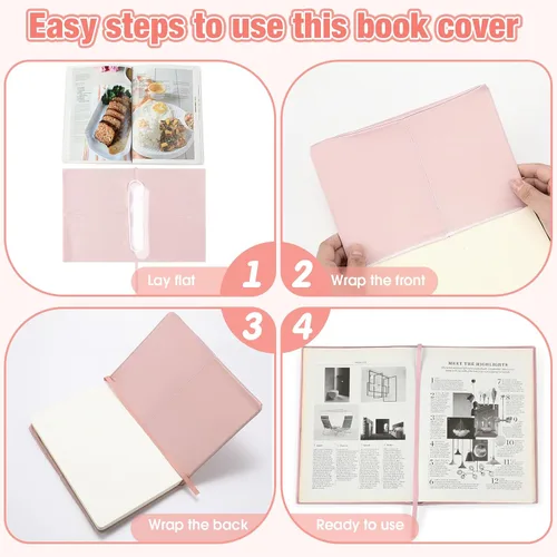 Vista 5 de PerKoop 12 fundas gigantes para libros, de tela elástica, protector de libros escolares, reutilizable, lavable, protector para la mayoría de libros