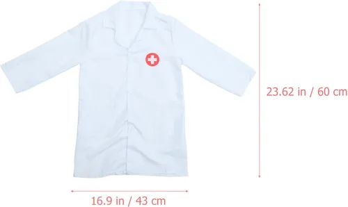 Vista 2 de WRITWAA Disfraz de médico para niños, abrigo de laboratorio blanco, disfraz de médico con sombrero, disfraz de científico para niños, disfraz