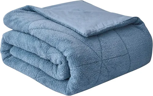 Vista 9 de Chezmoi Collection Zane - Juego de edredón Sherpa de 2 piezas, juego de ropa de cama reversible de microfibra lavada de doble cara