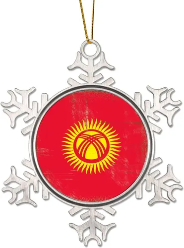 Vista 15 de Merry Christmas Metal Snowflake Christmas Ornaments Retro China Hong Kong Flag National Flag Ornaments Winter Decorations for Christmas Tree Xmas