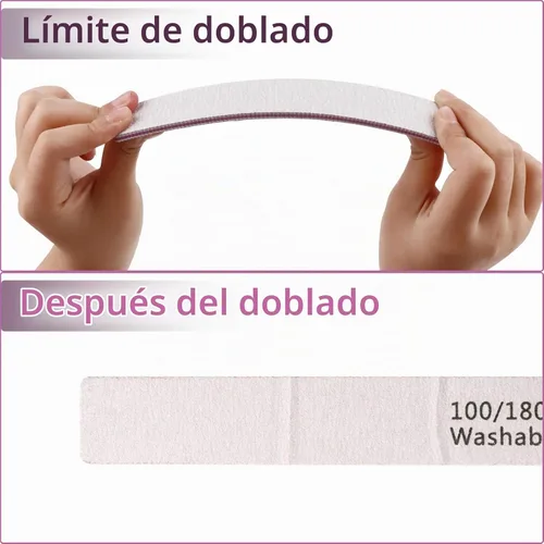 Vista 5 de Paquete de 24 limas de uñas, grano 100/180 de doble cara, profesional, reutilizable, lavable, lima de uñas, herramientas de manicura para uñas