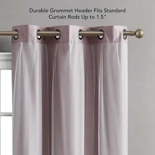 Vista 4 de Creative Home Ideas Augusta - Cortinas opacas (2 paneles, 38 x 84 pulgadas, rosa rubor), cortinas con aislamiento térmico para oscurecer la Rosa