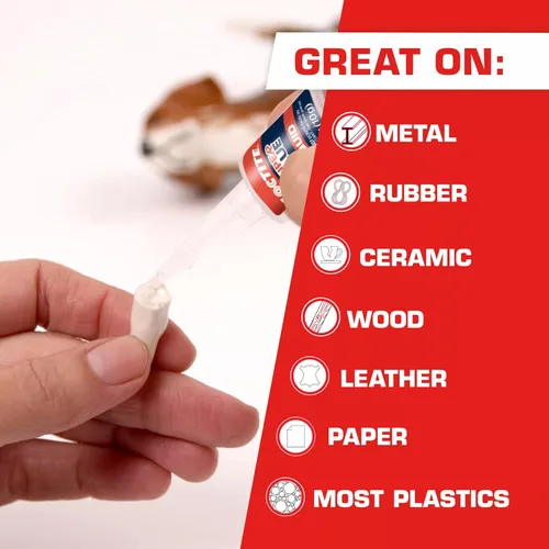 Vista 3 de Loctite Super Glue - Botella líquida de cuello largo, botella de 0.35 oz (paquete de 2) adhesivo instantáneo para plástico, madera y metal