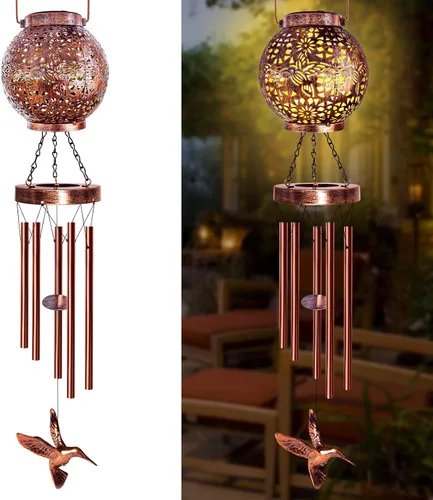 Vista 8 de YHmall Campanillas de viento Cardinal para exteriores, luces colgantes solares, campanillas de viento al aire libre, regalos Cardinal para mujeres