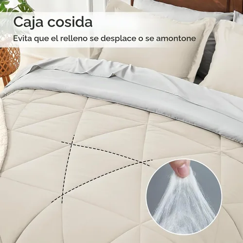 Vista 3 de BEDELITE Juego de ropa de cama con edredón tamaño individual de 5 piezas, reversible, en una bolsa - Juego de cama de lujo suave de microfibra