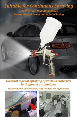 Vista 5 de R500 LVLP Pistola pulverizadora de 0.051 in con regulador de presión de aire y separador de aceite-agua, pistola de pintura automotriz