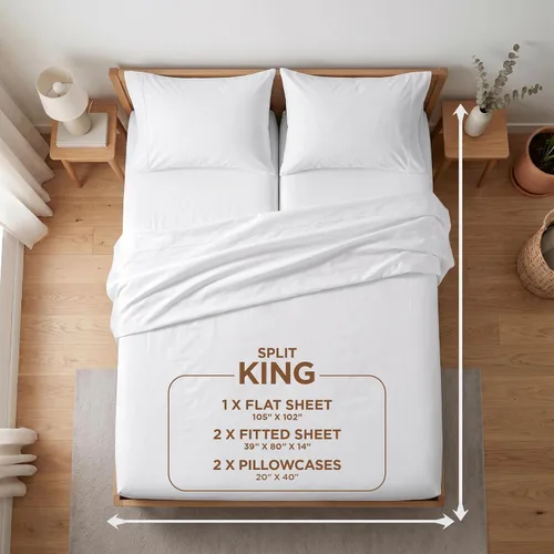 Vista 2 de Juego de sábanas Split King con 2 sábanas bajeras individuales XL, ropa de cama de 5 piezas, sin arrugas, resistente a la decoloración, microfibra