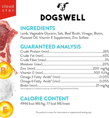 Vista 3 de Dogswell Skin & Coat - Golosinas para perros, cordero, bolsa de 10 onzas