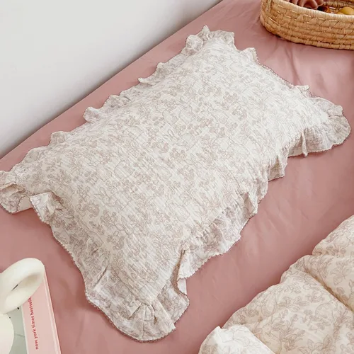Vista 30 de BuLuTu Funda de almohada de muselina de algodón para niños pequeños con bonito patrón de flores de azalea, súper suave, funda de almohada para cuna