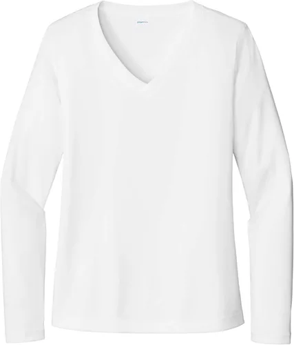 Vista 19 de Sport-Tek señoras cuello en V playera > orquídea rosa Azul atómico