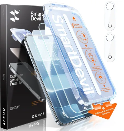 Vista 13 de SMARTDEVIL Protector de pantalla de privacidad para iPhone 17 Pro con protector de lente de cámara, vidrio templado inastillable