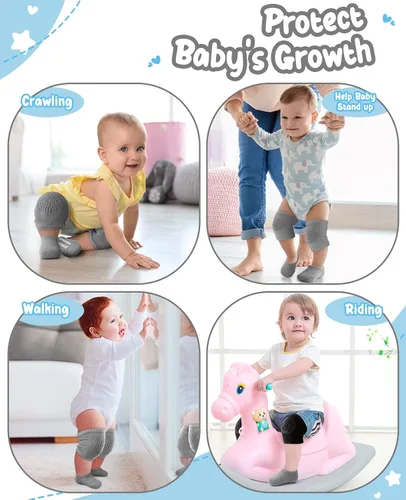 Vista 4 de BOSONER Calcetines antideslizantes para bebés, niños y niñas, el mejor regalo para bebés, rodilleras unisex para bebés y niños pequeños