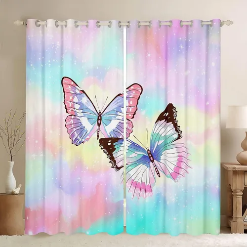 Vista 43 de Cortinas opacas negras de panal de abeja con luces de neón azul real, tratamientos de ventana con estampado geométrico hexagonal, decoración