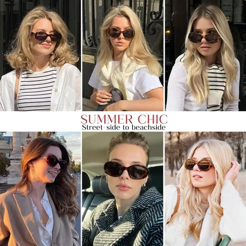 Vista 4 de mosanana Gafas de sol ovaladas retro de moda para mujer estilo de los años 90 MS52371