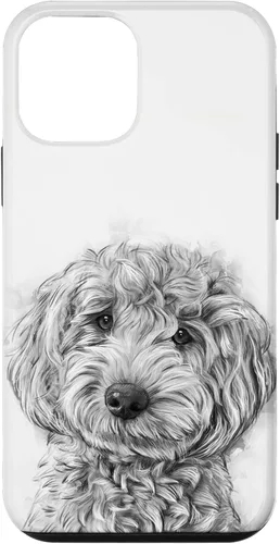 Vista 16 de iPhone 12/12 Pro Golden Doodle Retrato lindo perro ilustración caso de regalo