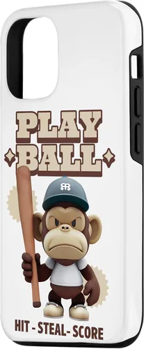 Vista 2 de Camiseta de béisbol divertida para iPhone 15, estuche PLAY BALL Slugger