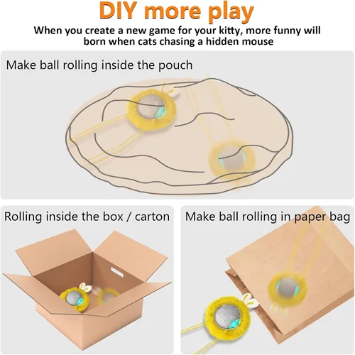 Vista 5 de Juguetes interactivos para gatos activados, juguetes de ejercicio súper potentes para gatos de interior (gris)