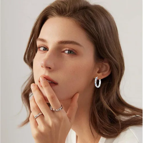Vista 2 de Parmuz Aretes de plata de ley 925, aros grandes y grandes para mujer, ligeros, trenzados, con circonita cúbica, joyería hipoalergénica, regalo
